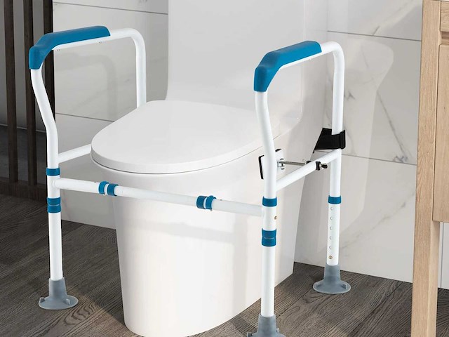 Vrijstaand toiletveiligheidsframe met verstelbare hoogte en breedte - afbeelding 1 van  6