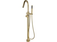 Vrijstaande badkraan compleet 1 greeps met handdouche geborsteld messing - afbeelding 1 van  1