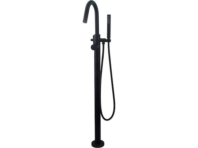 Vrijstaande badkraan compleet 1 greeps met handdouche mat zwart - afbeelding 1 van  1