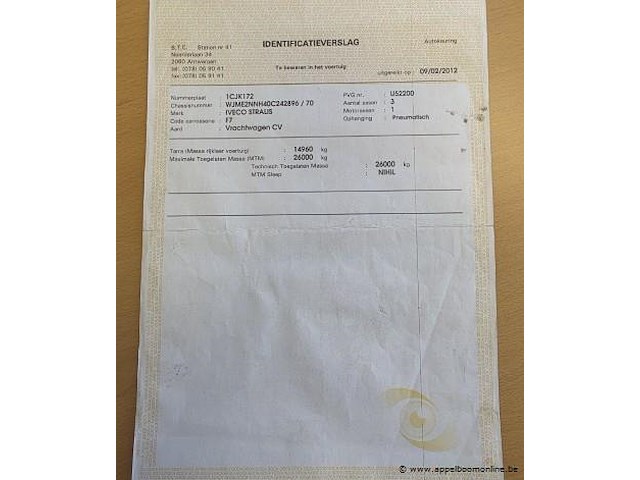 Vuilniswagen iveco ad260s31, datum 1ste inschrijving 24/1/2012, chassisnummer wjme2nnh40c242896, km-stabd laatste keuring 109.745, euro eev - afbeelding 4 van  14