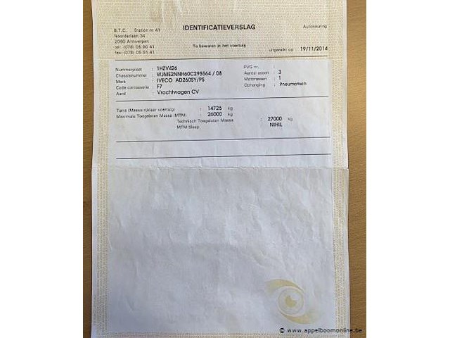 Vuilniswagen iveco ad260sy, datum 1ste inschrijving 12/11/2014, chassisnummer wjme2nnh60c295564, km stand laatste ieuring 110.591, euro eev - afbeelding 7 van  16