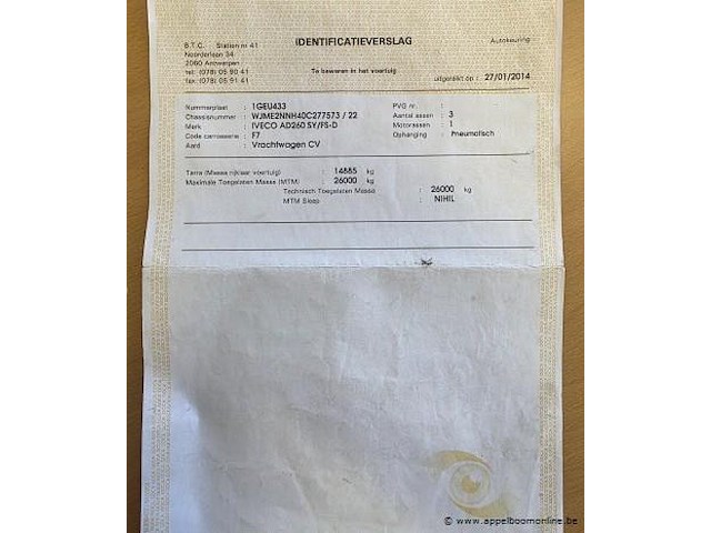 Vuilniswagen iveco ad260sy, datum 1ste inschrijving 20/1/2014, chassisnummer wjme2nnh40c277573, euro eev, km-stand laatste euring 147.533 - afbeelding 5 van  14