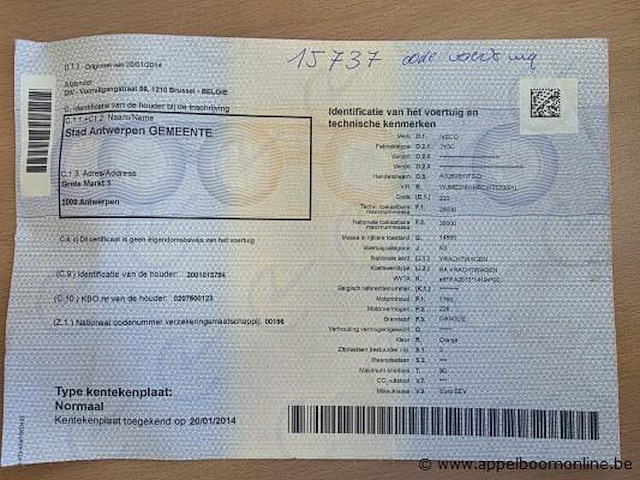 Vuilniswagen iveco ad260sy, datum 1ste inschrijving 20/1/2014, chassisnummer wjme2nnh40c277573, euro eev, km-stand laatste euring 147.533 - afbeelding 13 van  14