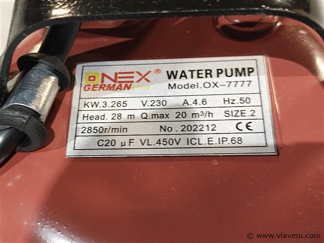 Vuilwater dompelpomp 20m3/uur - afbeelding 8 van  10