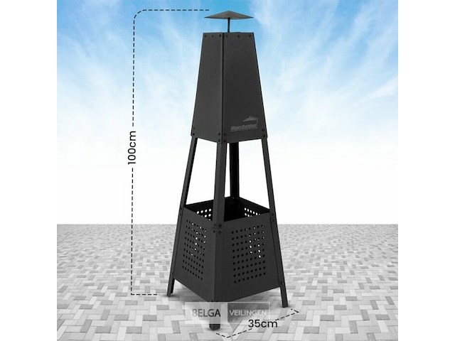 Vuurkorf pyramide metaal - 35 x 35 x 100 cm - afbeelding 3 van  3