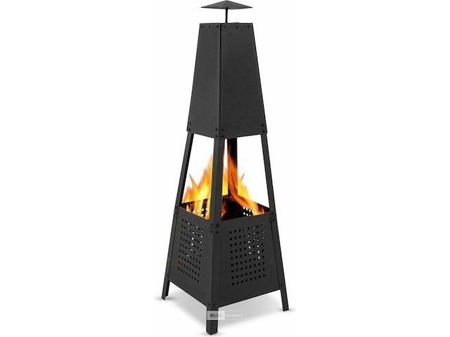 Vuurkorf pyramide metaal - 35 x 35 x 100 cm - afbeelding 2 van  3