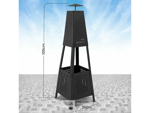 Vuurkorf pyramide metaal - 35 x 35 x 100 cm - afbeelding 3 van  3