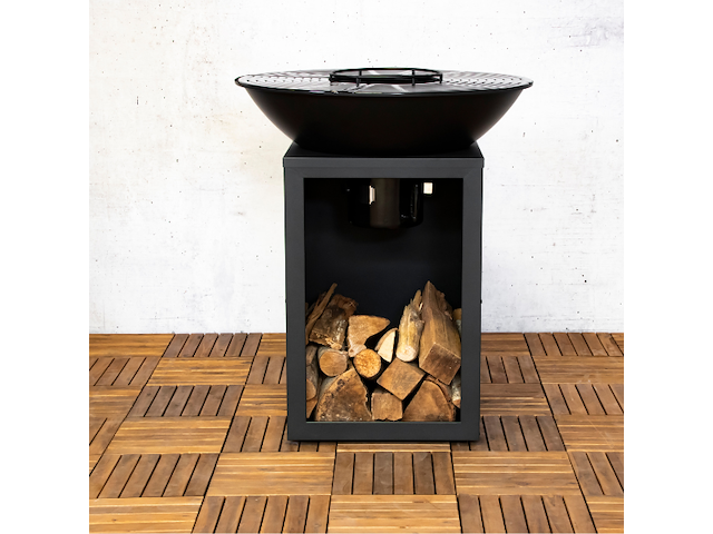 Vuurschaal evelyn met grillplaat - 80x80x92 cm - zwart - afbeelding 1 van  7