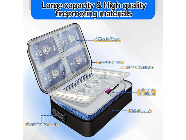 Vuurvaste documententas met slot - afbeelding 4 van  4