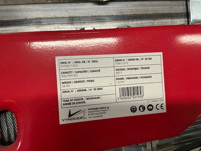 Vynckier sh500 kabeltakel - afbeelding 5 van  5