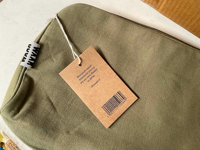 Waar fair trade toilettas katoen met afwasbare voering army green (50x) - afbeelding 5 van  6
