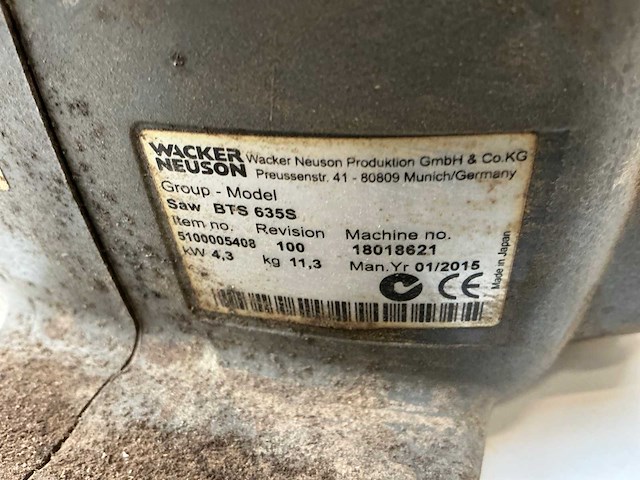 Wacker neuson bts635s betonzaag - afbeelding 5 van  5