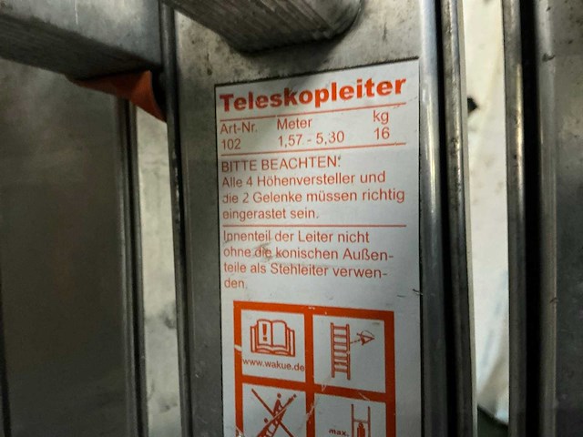 Wakü 102 telescopische vouwladder (2x) - afbeelding 5 van  5