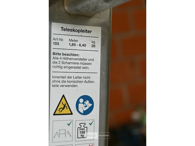 Waku alu telescoop vouwladder - afbeelding 3 van  3