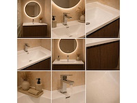 Walnoot badkamer meubel set 80cm incl kraan en spiegel - afbeelding 1 van  1