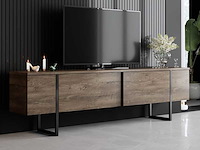 Walnoot en zwart kleuren-tv-meubel - afbeelding 1 van  7