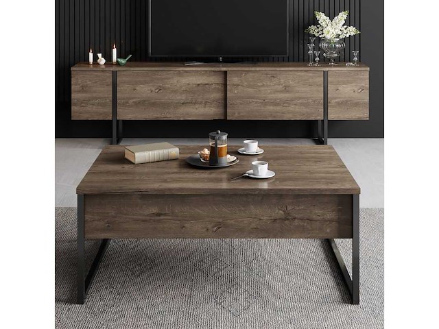 Walnoot en zwarte middentafel - afbeelding 2 van  6