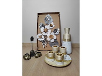 Wanddecoratie - vaas - theelichthouders - schaal - vogel (10 items)