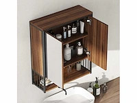 Wandhangend badkamerkastje, badschrank mdf, spaanplaat, brown - afbeelding 4 van  6