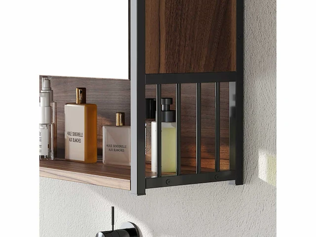 Wandhangend badkamerkastje, badschrank mdf, spaanplaat, brown - afbeelding 5 van  6