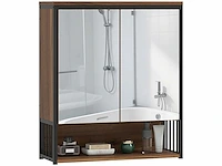 Wandhangend badkamerkastje, badschrank mdf, spaanplaat, brown - afbeelding 6 van  6