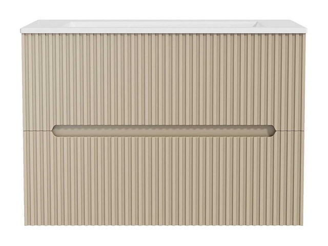 Wandhangende badkamerkast met ingebouwde wastafel - beige streep - 80 cm - afbeelding 2 van  2
