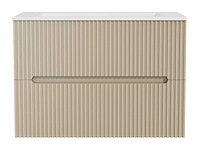 Wandhangende badkamerkast met ingebouwde wastafel - beige streep - 80 cm - afbeelding 2 van  2