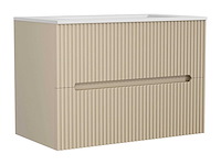Wandhangende badkamerkast met ingebouwde wastafel - beige streep - 80 cm - afbeelding 3 van  4