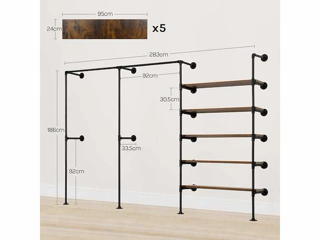 Wandkast, kledingrek, wandkleedkamer - afbeelding 3 van  5