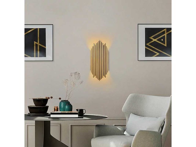 Wandlamp - goudmetaal (x2) - afbeelding 3 van  6