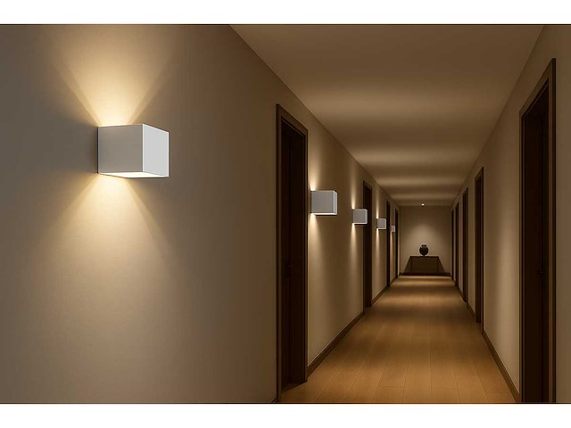 Wandlamp - tweerichtings led – kubus – 2 x 5w – wit (x10) - afbeelding 1 van  3