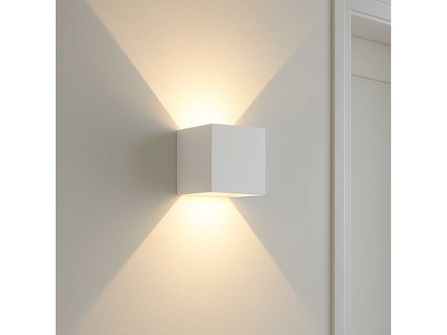 Wandlamp - tweerichtings led – kubus – 2 x 5w – wit (x10) - afbeelding 2 van  5