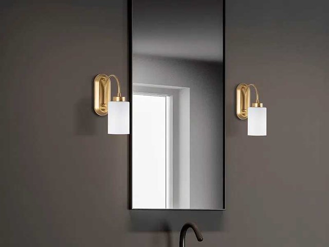 Wandlamp gemaakt van metaal en glas (x2) - afbeelding 1 van  7