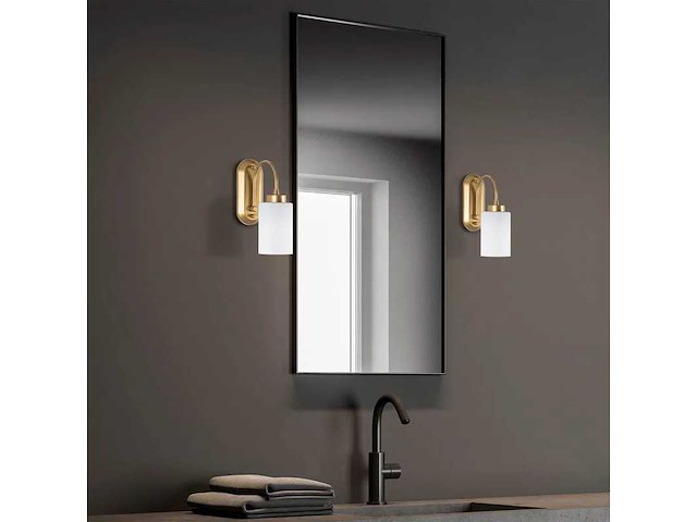 Wandlamp gemaakt van metaal en glas (x2) - afbeelding 2 van  7