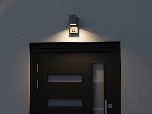 Wandlamp gu10 fitting zand zwart waterdicht met sensor(12x) - afbeelding 1 van  8