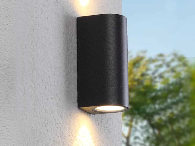Wandlamp halfrond gu10 duo fitting zwart waterdicht(4x) - afbeelding 1 van  8