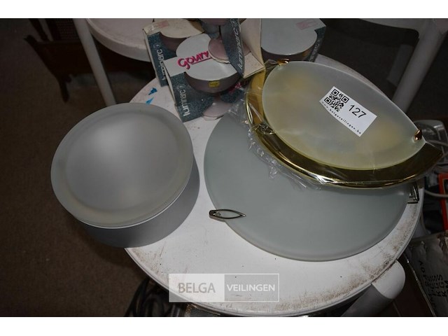 Wandlamp met gouden motief en plafonlamp - afbeelding 1 van  3