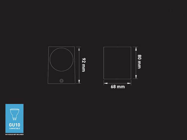 Wandlamp modern rechthoekig gu10 fitting zand zwart waterdicht (48x) - afbeelding 5 van  5