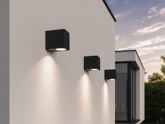 Wandlamp modern rechthoekig gu10 fitting zand zwart waterdicht(8x) - afbeelding 2 van  7