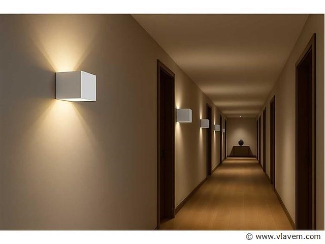Wandlamp . tweerichtings led . wit . kubus . 2 x 5w . sw 2312 (x10) - afbeelding 1 van  5