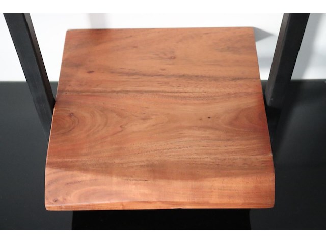 Wandplank, schapje zwart metaal met solide acaciahouten plank - afbeelding 3 van  3