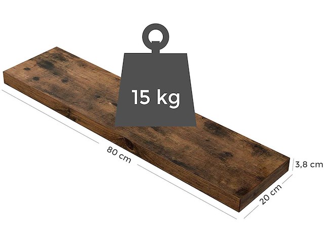 Wandplank, zwevende plank, hangplank - 80 cm - afbeelding 2 van  6