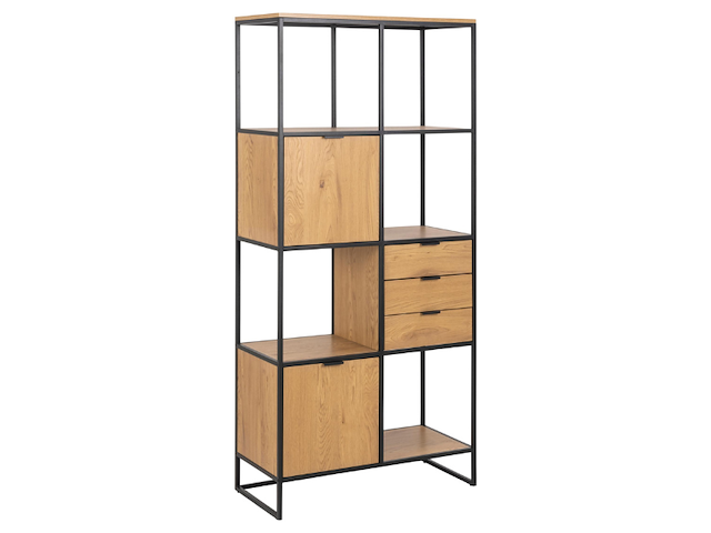 Wandrek swindon 183 cm 4 legplanken - eik/zwart - afbeelding 1 van  7