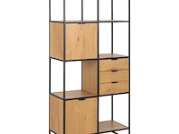 Wandrek swindon 183 cm 4 legplanken - eik/zwart - afbeelding 1 van  7