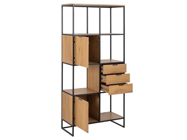 Wandrek swindon 183 cm 4 legplanken - eik/zwart - afbeelding 7 van  7