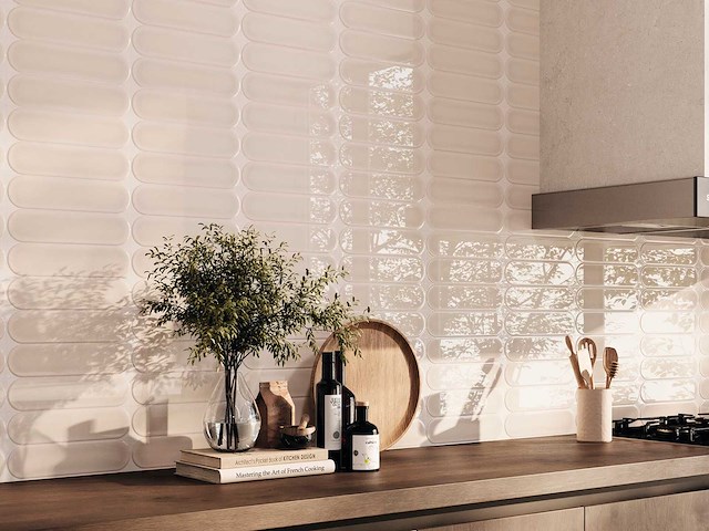 Wandtegel 48m² ovale ivoor glanzend 7,5x30cm - afbeelding 1 van  6