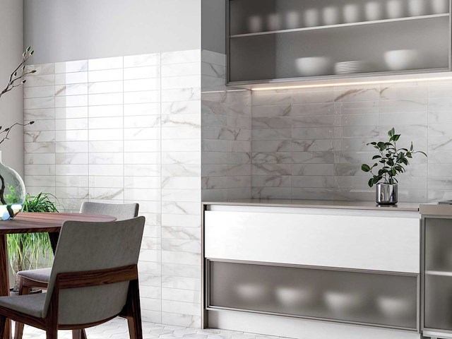 Wandtegels 48m² calacatta gold brick glanzend 7,5x30cm - afbeelding 1 van  4