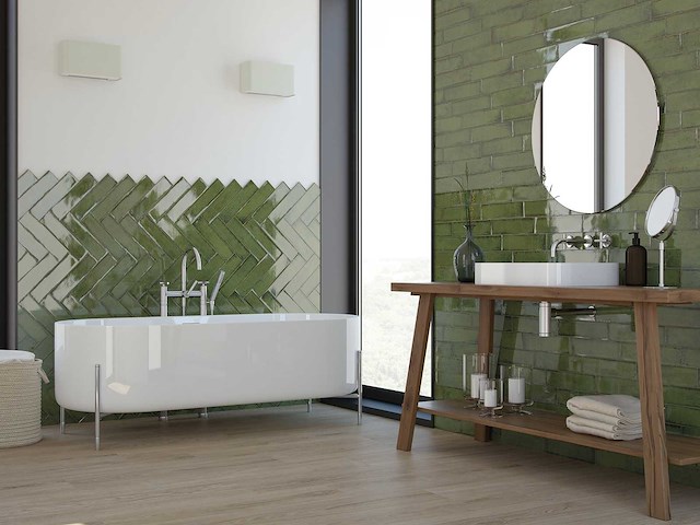 Wandtegels 48m² chimia olive glanzend 7,5x30cm - afbeelding 1 van  7