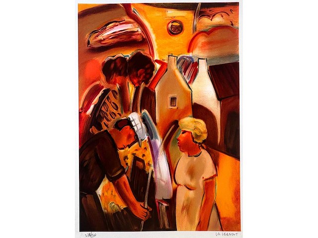 Ward lernout - keuvelende buren - lithografie - afbeelding 1 van  6