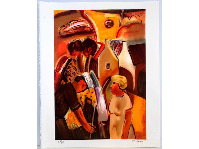 Ward lernout - keuvelende buren - lithografie - afbeelding 2 van  6